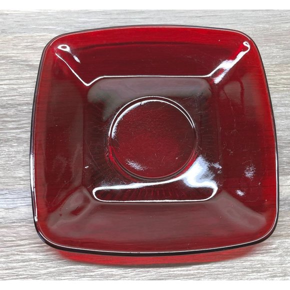 Vintage Anchor Hocking Royal Ruby Red Charm Glass Saucer 5.25" Plate Christmas - Picture 3 of 4